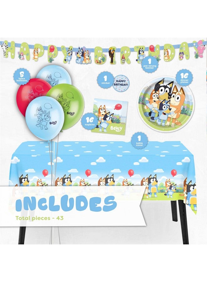 Unique Bluey Birthday Decorations and Party Supplies | Serves 16 Guests | Bluey Party Decorations | Banner, Tablecloth, Balloons, Plates and Napkins, Sticker | Officially Licensed  - Image 2