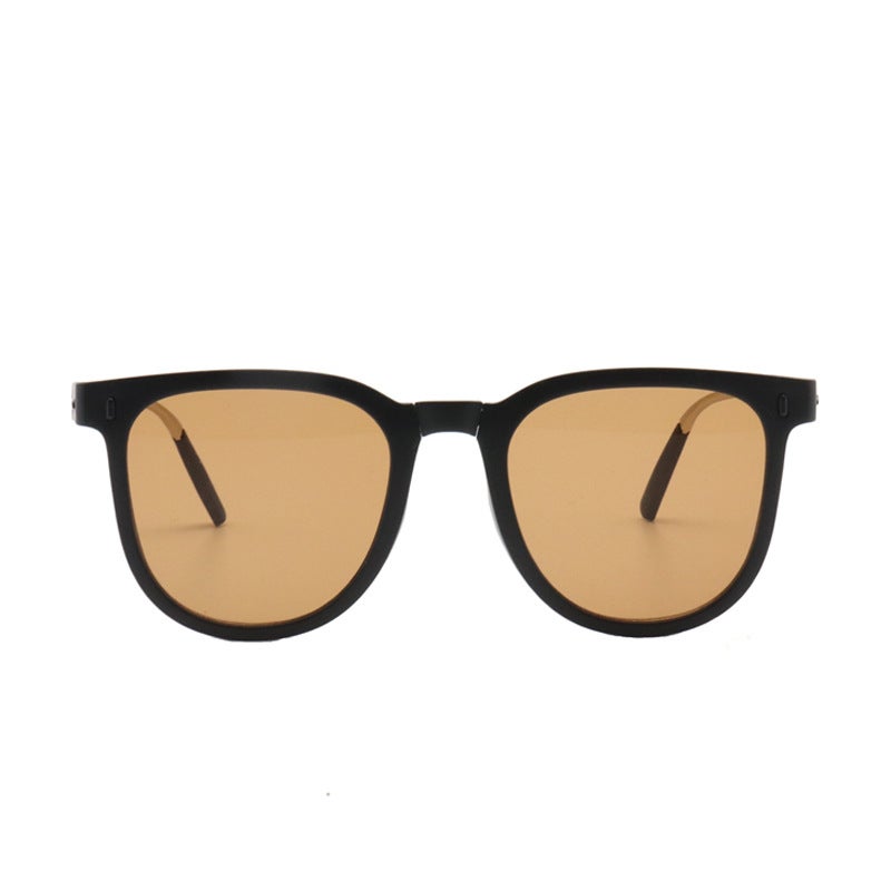 Generic Huayi Foldable Sunglasses Womens Anti-UV Summer Simple Fashion Lightweight Face Showing Small Sunglasses Mens Trendy Wholesale Black frame tea (three generations)