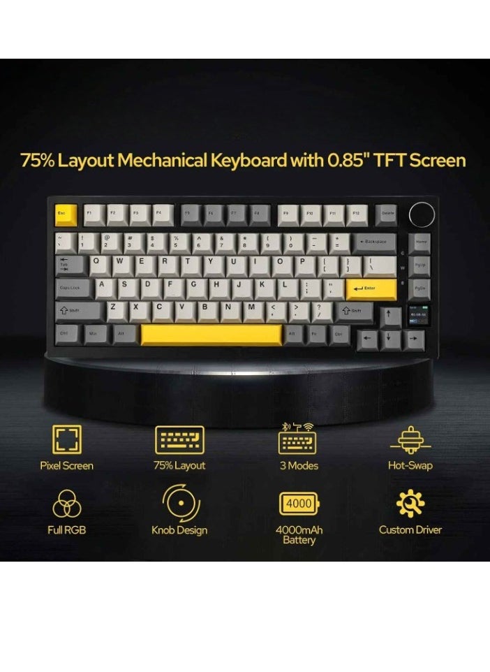 Generic - AK820 Pro Gaming Mechanical Keyboard, Customized Keyboard With TFT Smart Display And Knob, Compact And Portable Bluetooth Computer Keyboard, (1pc, Grey, Axis Body Flying Fish Switch) - Image 1