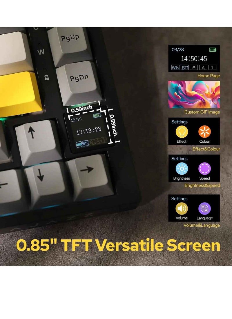 Generic - AK820 Pro Gaming Mechanical Keyboard, Customized Keyboard With TFT Smart Display And Knob, Compact And Portable Bluetooth Computer Keyboard, (1pc, Grey, Axis Body Flying Fish Switch) - Image 1