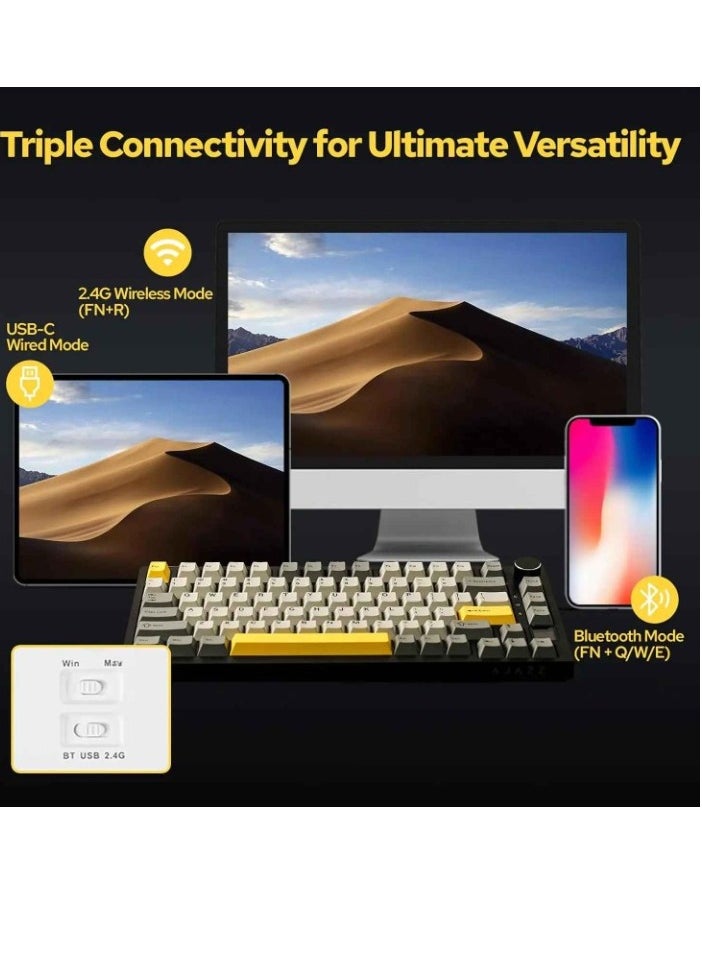 Generic - AK820 Pro Gaming Mechanical Keyboard, Customized Keyboard With TFT Smart Display And Knob, Compact And Portable Bluetooth Computer Keyboard, (1pc, Grey, Axis Body Flying Fish Switch) - Image 1