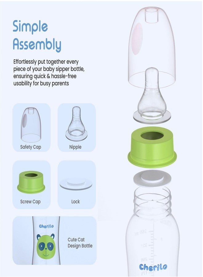 Cherilo Feeding Bottle for New Born | 250ml Anti-Colic Slim Neck BPA-Free Design Baby Feeder Bottle Upto 3 Years | Baby Panda Style with Soft Silicone Nipple & Leak-Resistant Cap - Image 3