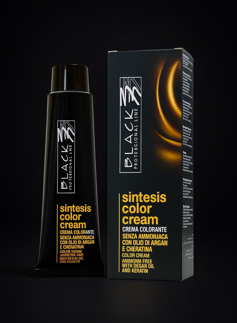 بلاك بروفيشينال لاين كريم لون سينتيسيس خالي من الأمونيا باذنجان 4.77 - لون شعر مغذي مع زيت الأرجان - Image 4