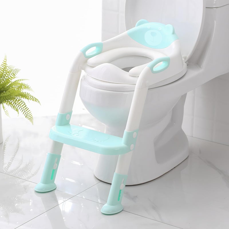 SKYROKU Potty Training Seat with Step Stool Ladder SKYROKU Potty Training Toilet for Kids Boys Girls Toddlers Comfortable Safe Potty Seat with AntiSlip Pads Ladder Blue 