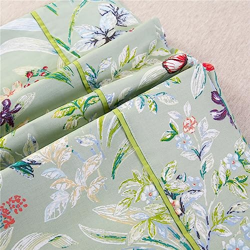 URBONUR 100% Cotton Pillowcases Set of 2 Standard Size Floral Printed Butterfly Pillow Cases Soft Breathable Cooling Pillowcase Decorative Pillow Cover (Standard, 20x26 Inches, Green Flowers) - Image 5