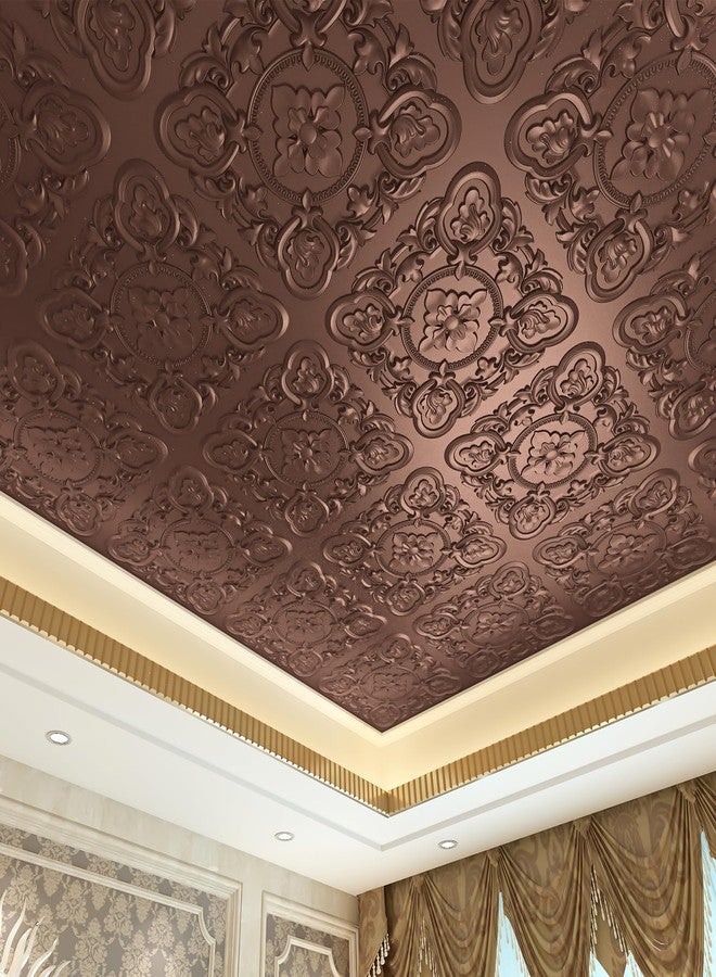 Art3dwallpanels 12 Pack Drop Ceiling Tiles, 24 x 24 Inch High Grade PVC 3D Wall Panels Vintage Flower Pattern for Interior Wall Decor, Fire Rated, Waterproof, Antique Copper - Image 4