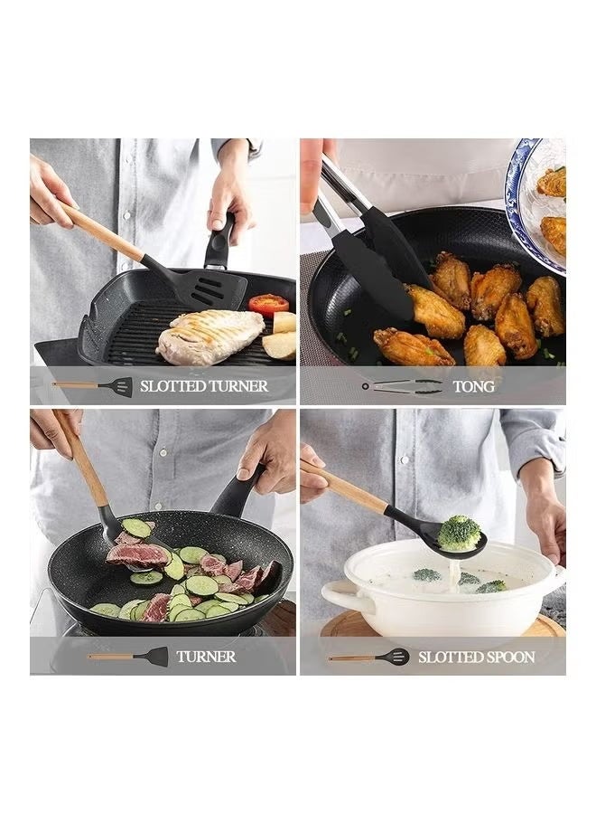 Raxoom 12-Piece Non-Stick Silicone Cooking Utensils Set Multicolour 12.5x12.5x33cm - Image 2