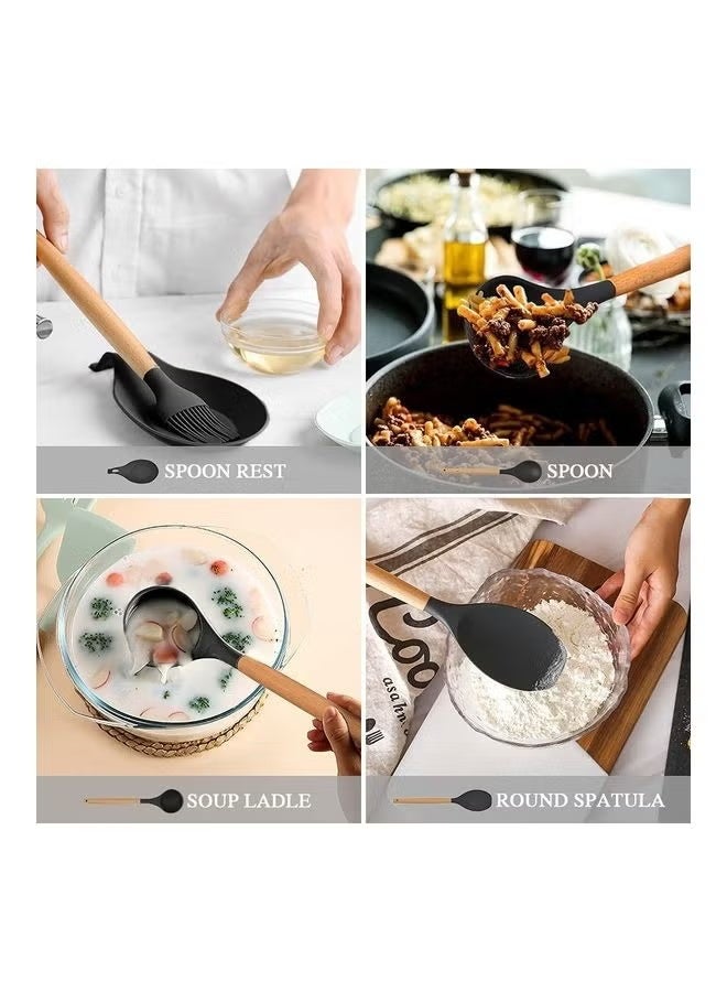 Raxoom 12-Piece Non-Stick Silicone Cooking Utensils Set Multicolour 12.5x12.5x33cm - Image 4