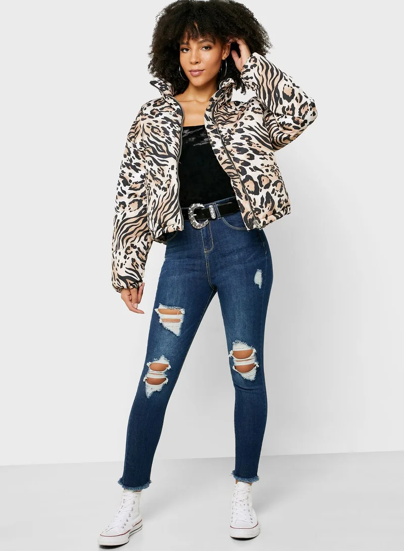 FOREVER 21 Distressed High Waist Skinny Jeans