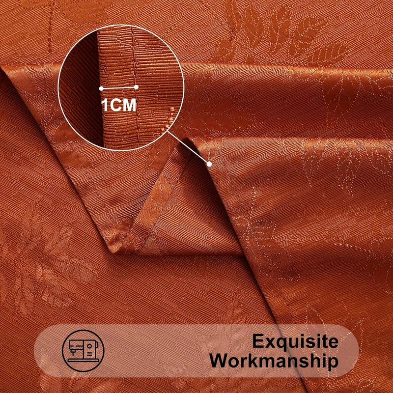 Smiry Rectangle Thanksgiving Tablecloth 60x102 Inch Fall Waterproof Damask Table Cloth Autumn Leaves Fabric Jacquard Table Covers for Harvest Parties and Holiday Dinner Rust - Image 5