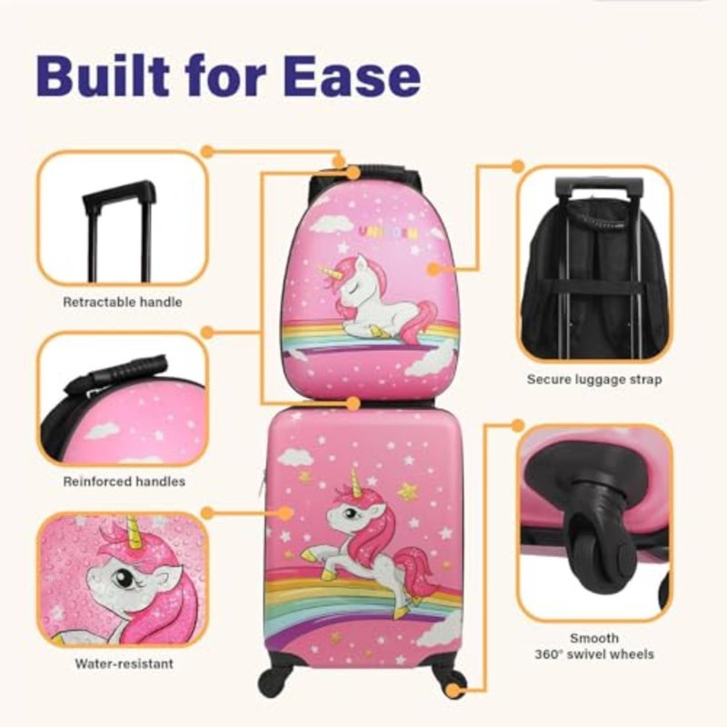Luggage and Backpack 18" Suitcase with Spinner Wheel Hard Case Travel 13" Backpack Girl Suitcase Set for Travel Supplies Pink - Image 4