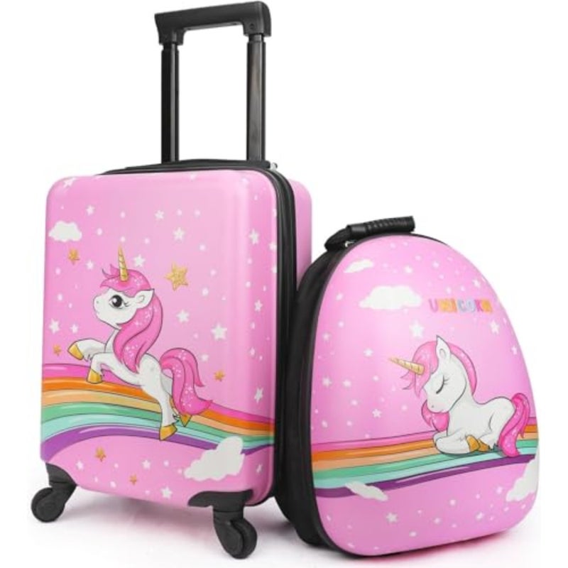 Luggage and Backpack 18" Suitcase with Spinner Wheel Hard Case Travel 13" Backpack Girl Suitcase Set for Travel Supplies Pink - Image 1