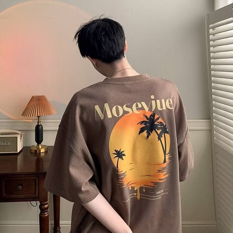 Heavy 200g cotton short sleeve T-shirt Men's Youth popular round neck half sleeve ins summer new fashion top - Image 3