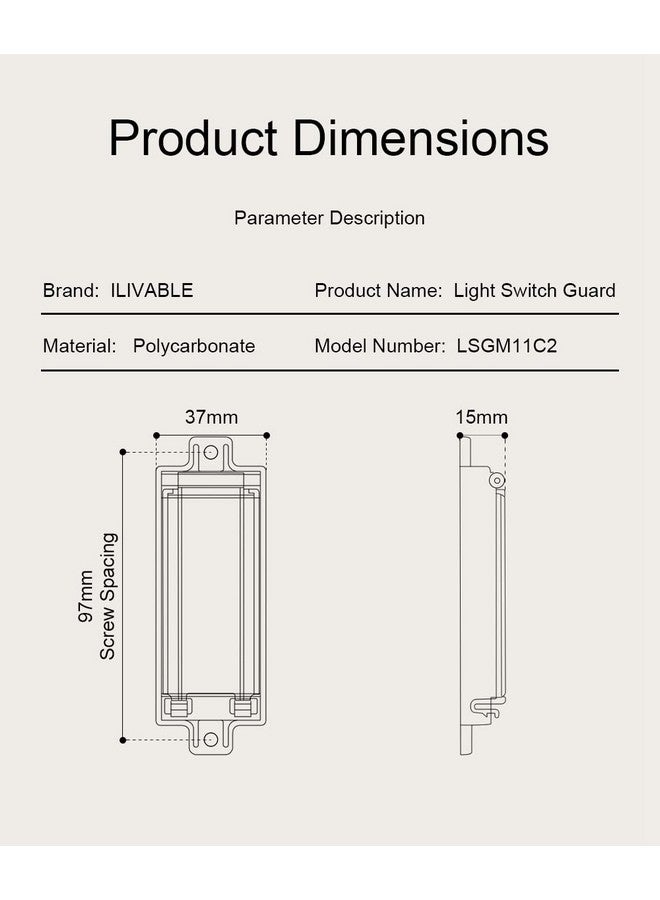 آي ليفابل واقي مفتاح الإضاءة، غطاء لوحة مفتاح هزاز مقاوم للأطفال من ILIVABLE يمنع الأطفال أو تشغيل/إيقاف تشغيل المفتاح عن طريق الخطأ مع السماح بالوصول (شفاف، عبوة من 4 قطع) - Image 2