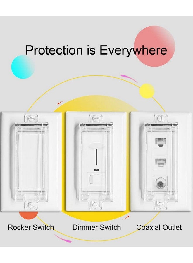 آي ليفابل واقي مفتاح الإضاءة، غطاء لوحة مفتاح هزاز مقاوم للأطفال من ILIVABLE يمنع الأطفال أو تشغيل/إيقاف تشغيل المفتاح عن طريق الخطأ مع السماح بالوصول (شفاف، عبوة من 4 قطع) - Image 1