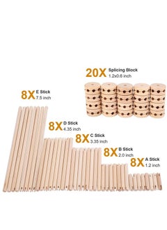 GROIC 60 Pieces Wooden Building Block Toys for Kids, Montessori STEM Toy Natural Wood Splicing Joints and Sticks Educational Sensory Tinker Creative 3D Playset Stacking Game  - Image 2