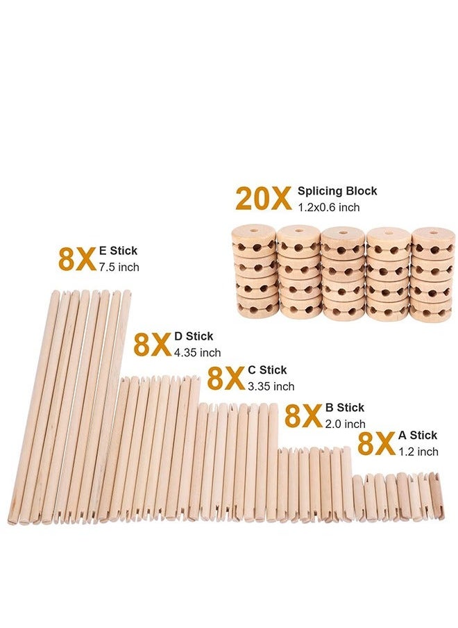 GROIC 60 Pieces Wooden Building Block Toys for Kids, Montessori STEM Toy Natural Wood Splicing Joints and Sticks Educational Sensory Tinker Creative 3D Playset Stacking Game  - Image 2