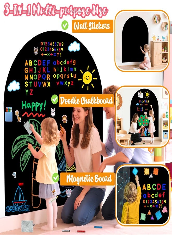 إيزما سبورة مغناطيسية للأطفال، ملصق حائط مغناطيسي أسود، ورق لاصق ذاتي اللصق، سبورة مغناطيسية للرسم مع 79 حرفًا مغناطيسيًا لغرفة اللعب والحضانة والفصول الدراسية، 31.5 بوصة × 39.4 بوصة - Image 3