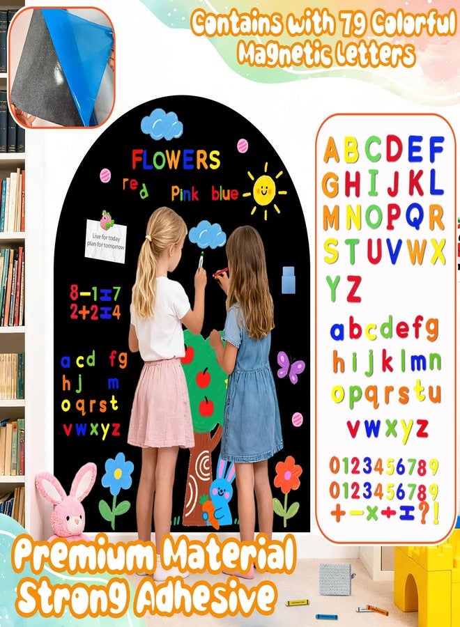 إيزما سبورة مغناطيسية للأطفال، ملصق حائط مغناطيسي أسود، ورق لاصق ذاتي اللصق، سبورة مغناطيسية للرسم مع 79 حرفًا مغناطيسيًا لغرفة اللعب والحضانة والفصول الدراسية، 31.5 بوصة × 39.4 بوصة - Image 5