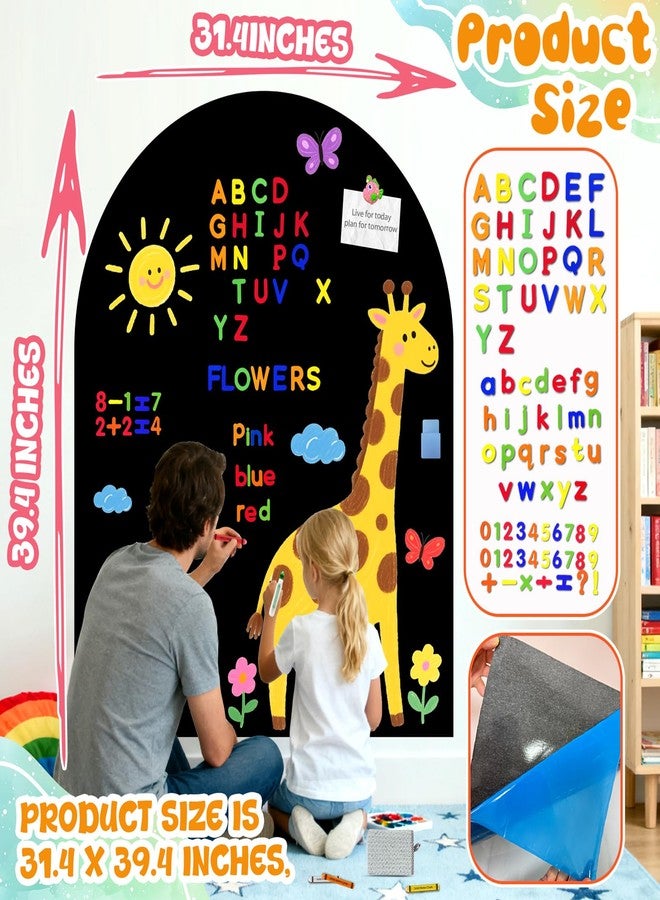 إيزما سبورة مغناطيسية للأطفال، ملصق حائط مغناطيسي أسود، ورق لاصق ذاتي اللصق، سبورة مغناطيسية للرسم مع 79 حرفًا مغناطيسيًا لغرفة اللعب والحضانة والفصول الدراسية، 31.5 بوصة × 39.4 بوصة - Image 4