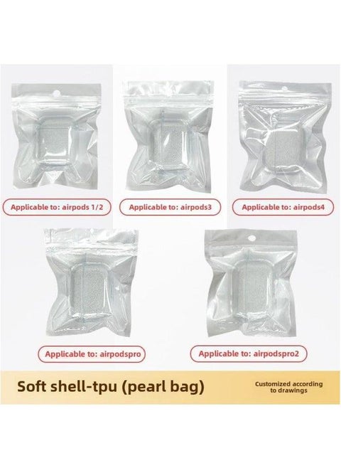 Tpu Transparent Earphone Set Material For Apple Bluetooth Headset Pro2 Generation Airpods Protective Cover-Color:TPU Soft Shell + Pearlescent Bag-Applicable Model:Airpods (1/2 - No Ear Hooks) Second