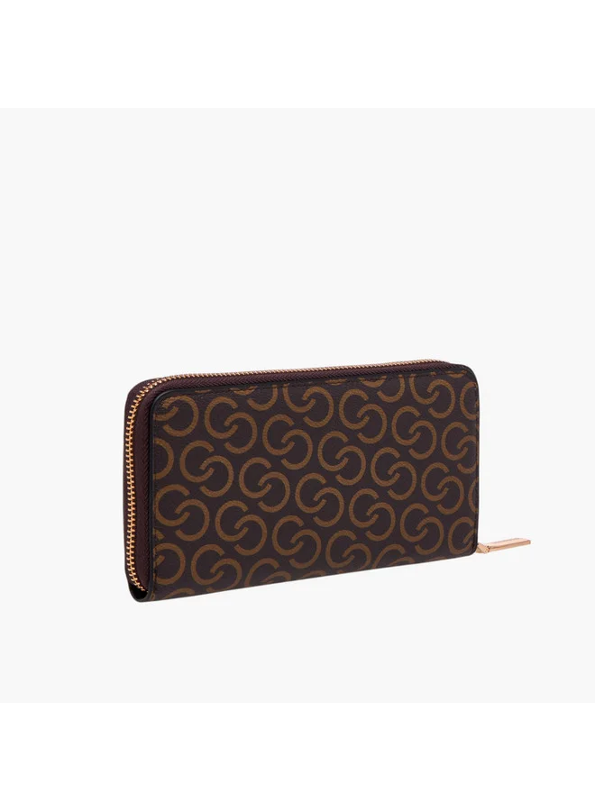 Celeste Women Monogram Print Wallet with Zip Closure