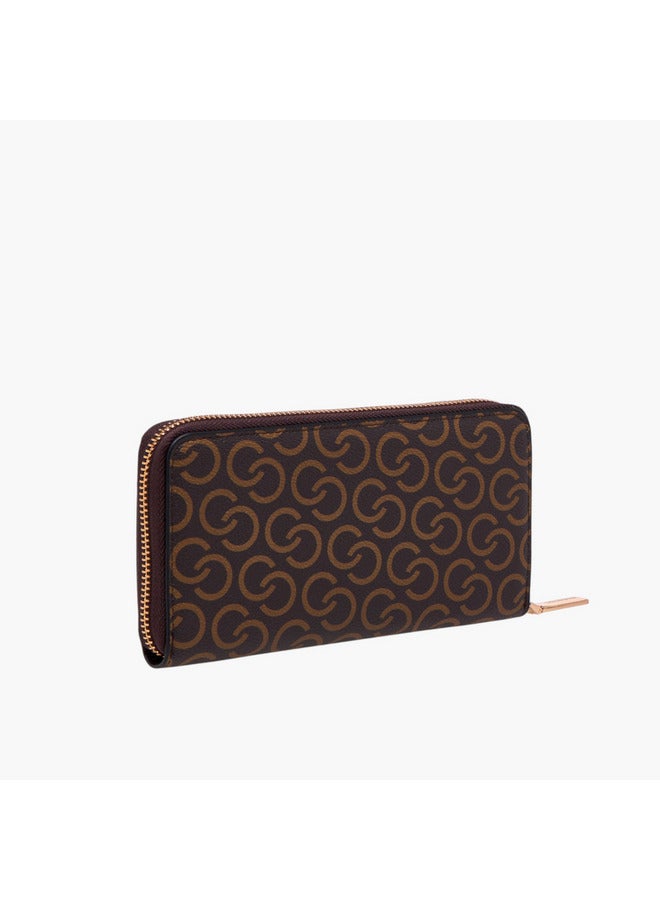 Celeste Women Monogram Print Wallet with Zip Closure  - Image 4