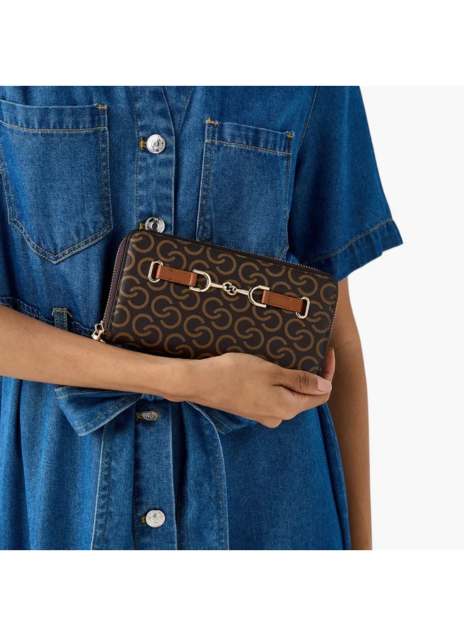 Celeste Women Monogram Print Wallet with Zip Closure