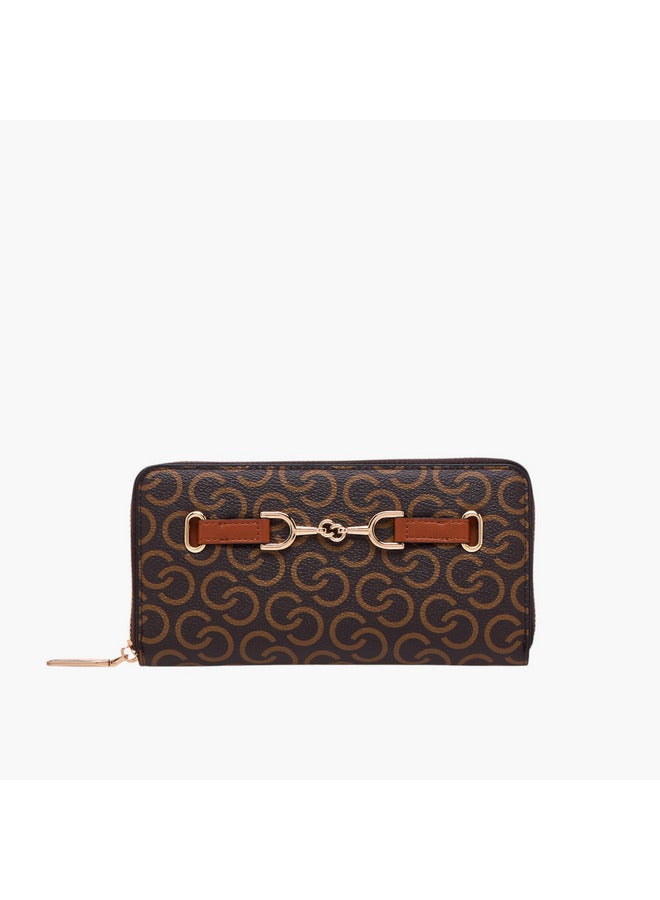 Celeste Women Monogram Print Wallet with Zip Closure  - Image 1