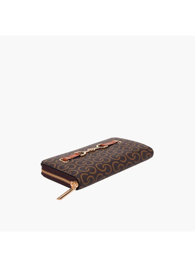 Celeste Women Monogram Print Wallet with Zip Closure