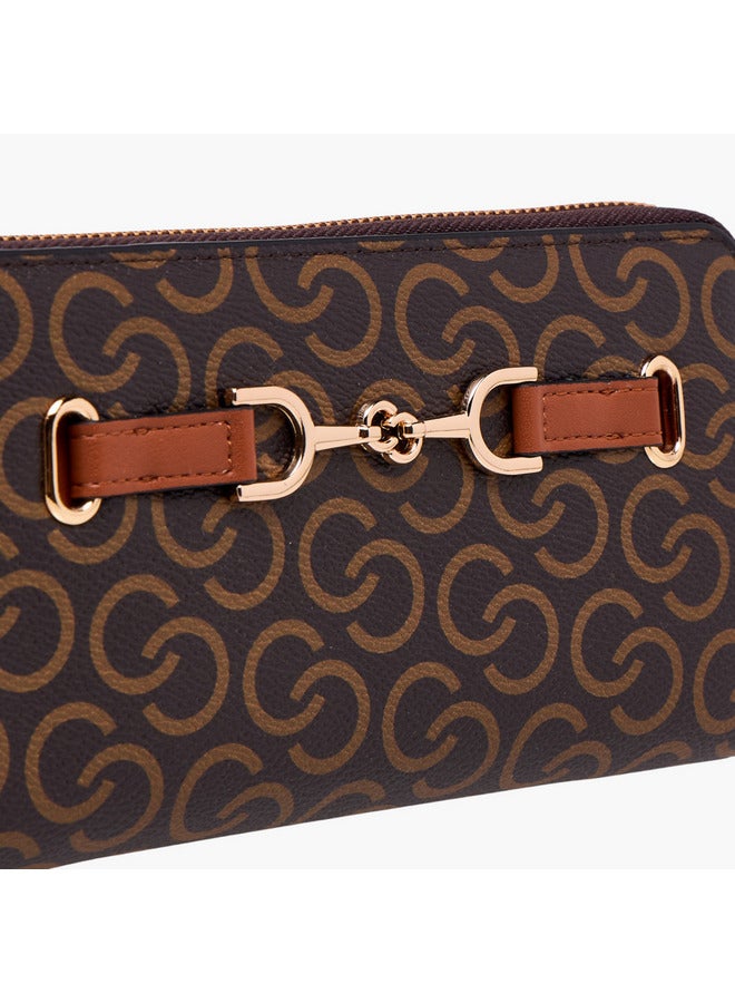 Celeste Women Monogram Print Wallet with Zip Closure  - Image 3