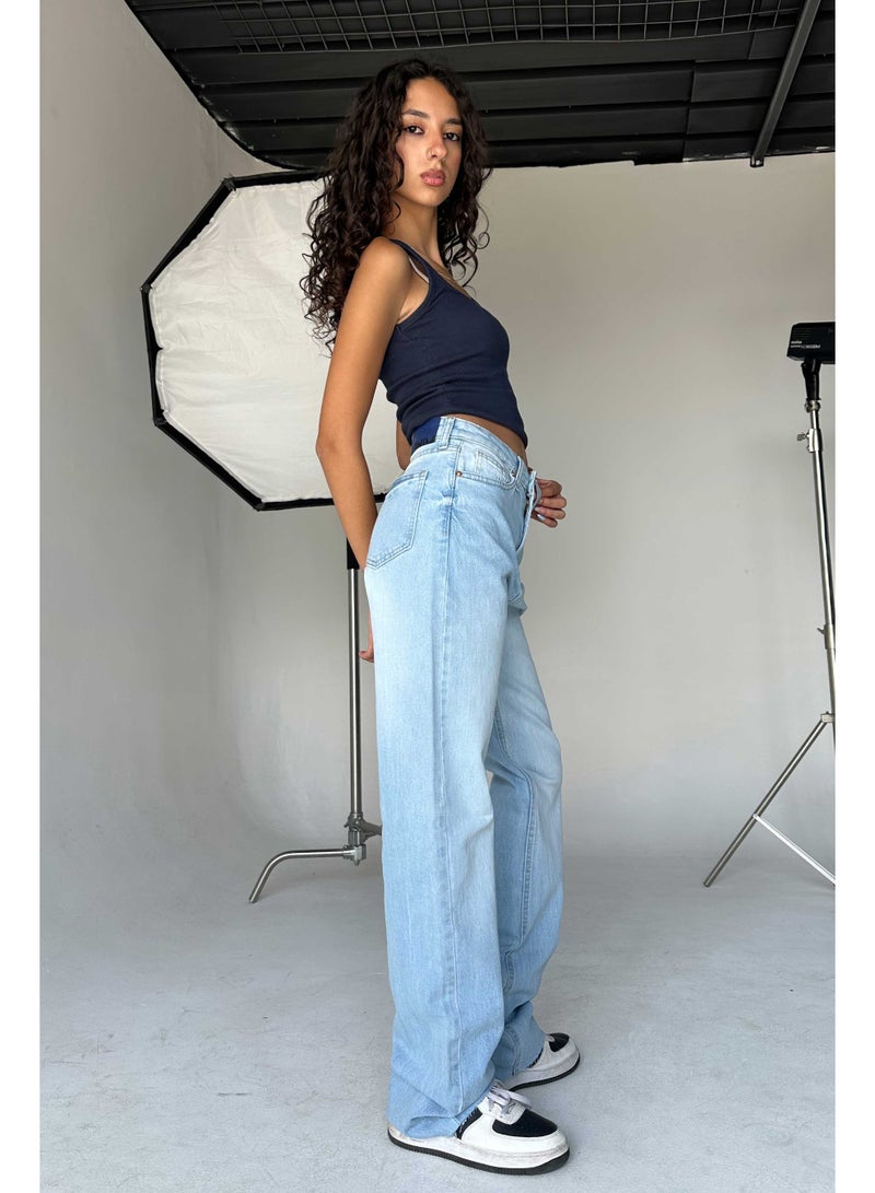 CIZARO Straight-Leg - High-Waist Iced Acid Washed Azure Jeans  - Image 2