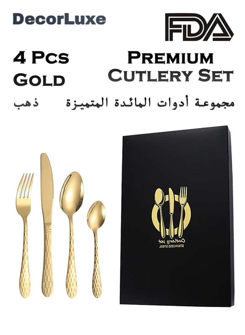 DecorLuxe 4-Piece Cutlery Set. Stainless Steel Flatware Cutlery Set. Gold & Silver are Available. - Image 1