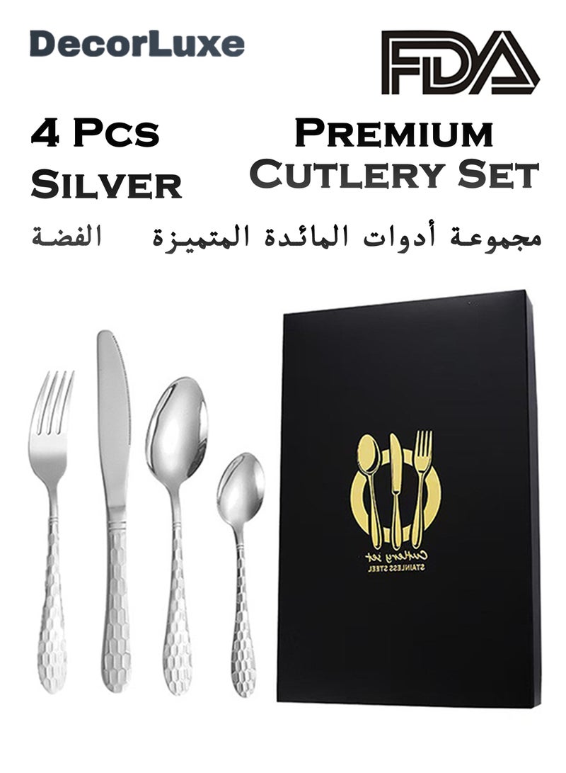 DecorLuxe 4-Piece Cutlery Set. Stainless Steel Flatware Cutlery Set. Gold & Silver are Available. - Image 2