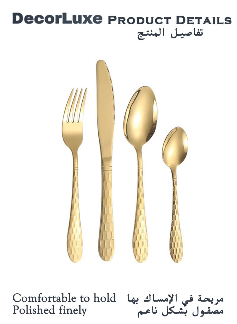 DecorLuxe 4-Piece Cutlery Set. Stainless Steel Flatware Cutlery Set. Gold & Silver are Available. - Image 3