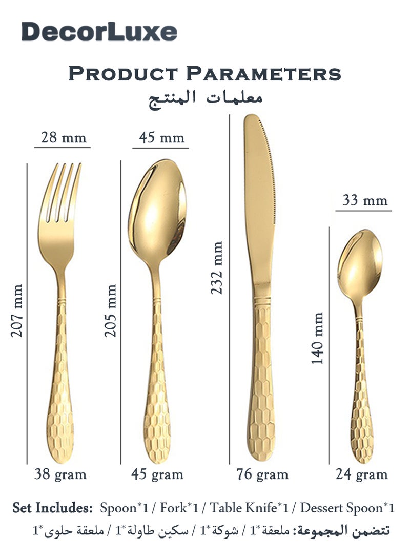 DecorLuxe 4-Piece Cutlery Set. Stainless Steel Flatware Cutlery Set. Gold & Silver are Available. - Image 4