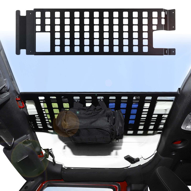 Jimen Compatible with Jeep Wrangler JK Unlimited 20072018 Hard Top Molle Panel Cargo Rack Metal Roof Shelf Luggage Storage Carrier