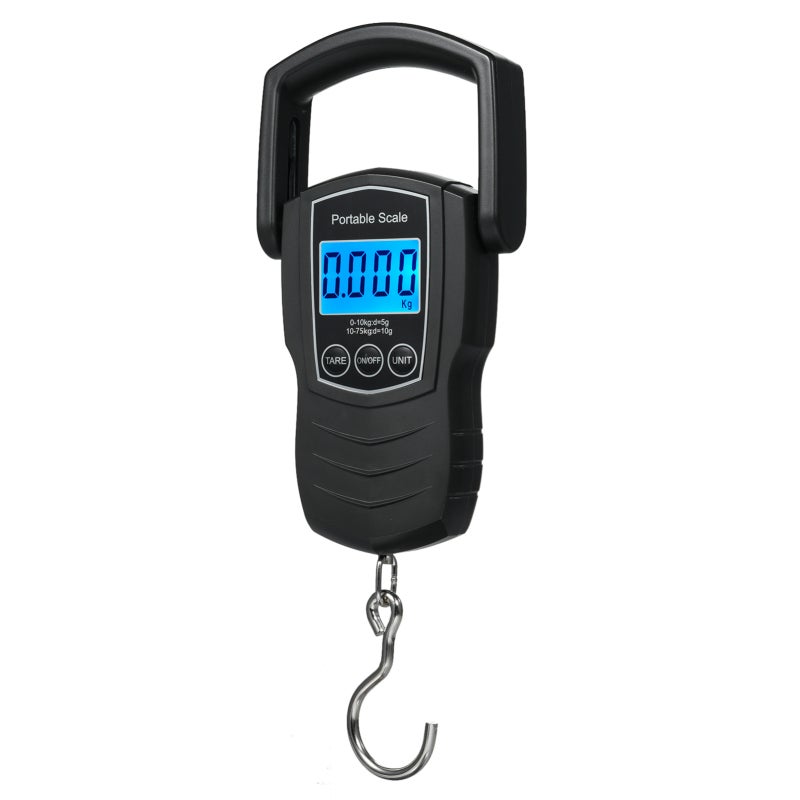 Portable Weighing Scale: 0 To 75kg High Precision Sensor, Backlit LCD Display, Comfortable Rubber-Coated Handle - Auto Lock Function, Built-In Measuring Tape For Travel Outdoor Night Use - Image 1