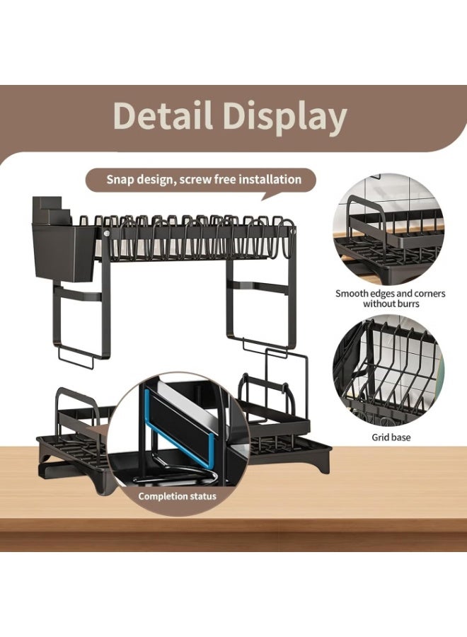 حامل الأطباق المكون من طابقين مع تصميم دليل للماء - Image 3