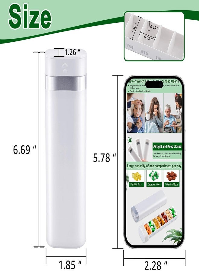 GREENCYCLE Weekly Pill Organizer 7 Day, Daily Pill Box, Travel Pill Case, Cute Pill Holder, Drawer-Shaped Medicine Box to Keep Vitamins, Medicines, Supplements, Pills Container (White, 3 Pack - Image 2
