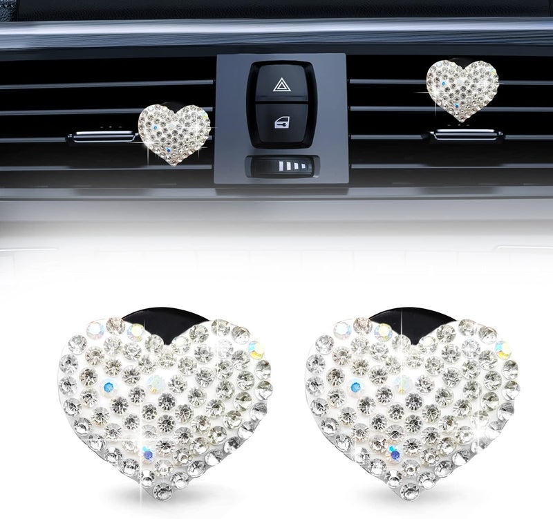 RBOKO Bling Crystal Heart Car Air Vent Clips - Image 1