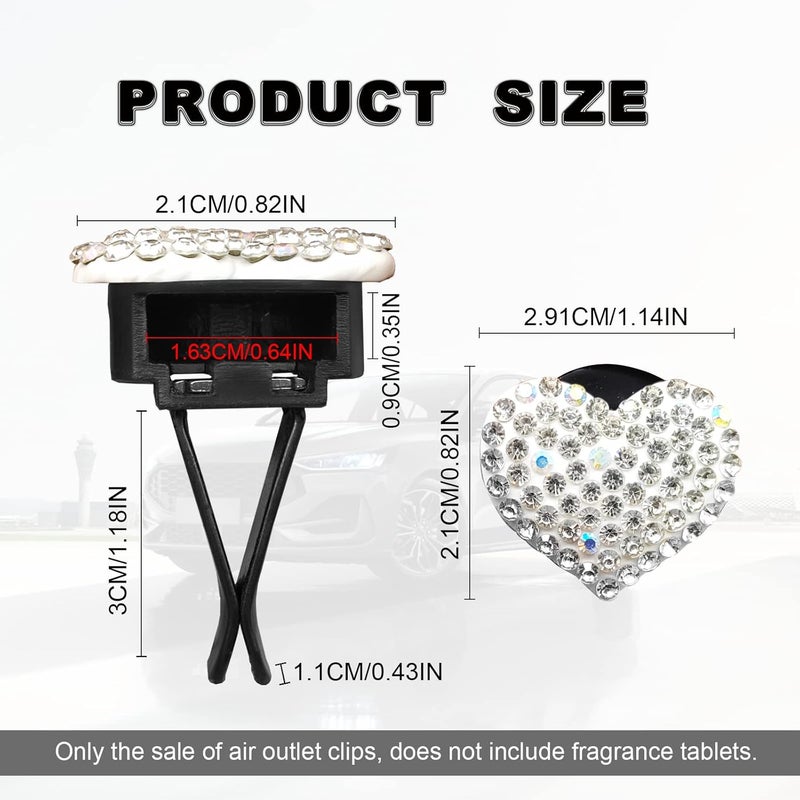 RBOKO Bling Crystal Heart Car Air Vent Clips - Image 2