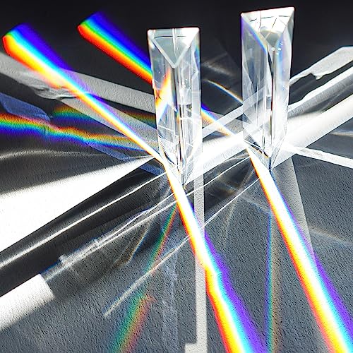 QFkris 2 Pack 6inch K9 Crystal Optical Glass Triangular Prism Clear Triple Prism for Photography Effects Physics Teaching Light Spectrum Optics Kits,Clear - Image 3