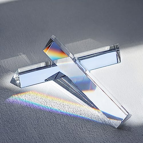 QFkris 2 Pack 6inch K9 Crystal Optical Glass Triangular Prism Clear Triple Prism for Photography Effects Physics Teaching Light Spectrum Optics Kits,Clear - Image 1
