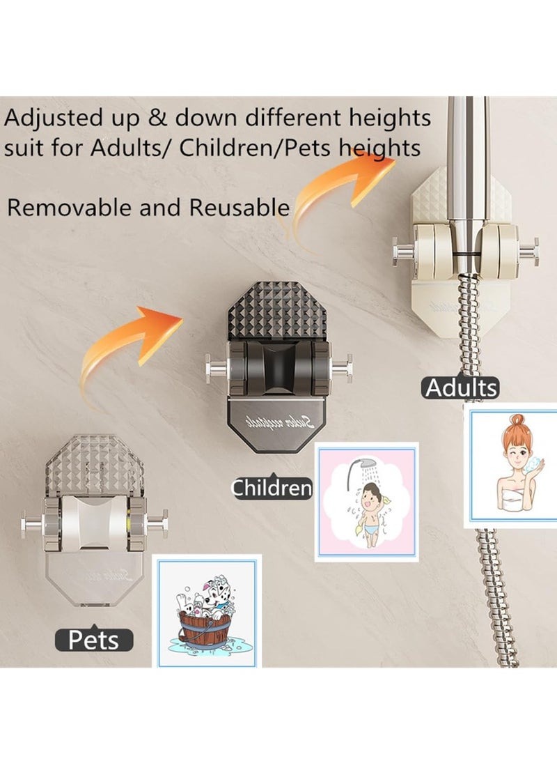 KASTWAVE Shower Head Holder with 2 Hooks, Adjustable Height Handheld Suction Cup Shower Sprayer Holder Releases and Reposition EasilyWall Mounted No Need to Drill Holes (Black) - Image 2