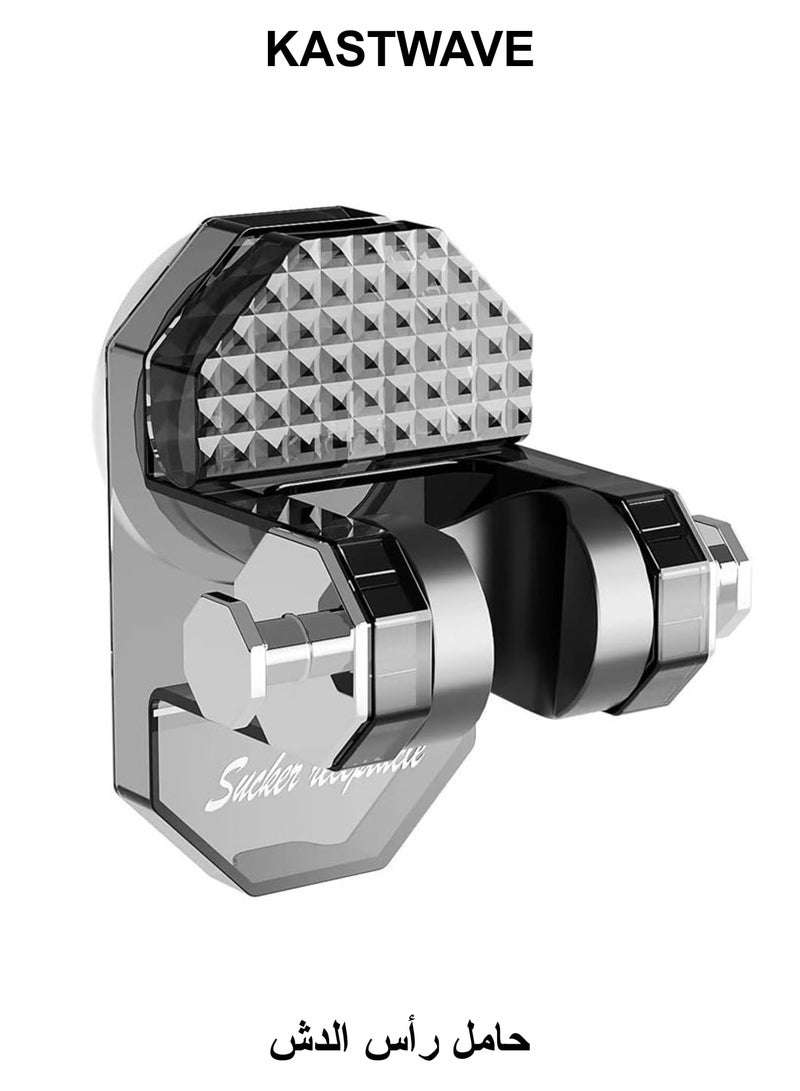 KASTWAVE Shower Head Holder with 2 Hooks, Adjustable Height Handheld Suction Cup Shower Sprayer Holder Releases and Reposition EasilyWall Mounted No Need to Drill Holes (Black) - Image 1