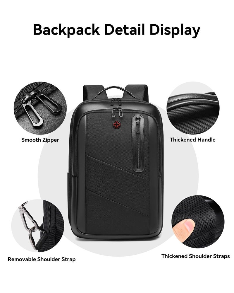 CROSS+GEAR CROSSGEAR Business Commuter Backpack for Men, 26-32L Expandable Travel Laptop Backpack, Fit 15.6 Inch Laptop, Waterproof Computer Work Commute Daypack, Black - Image 4