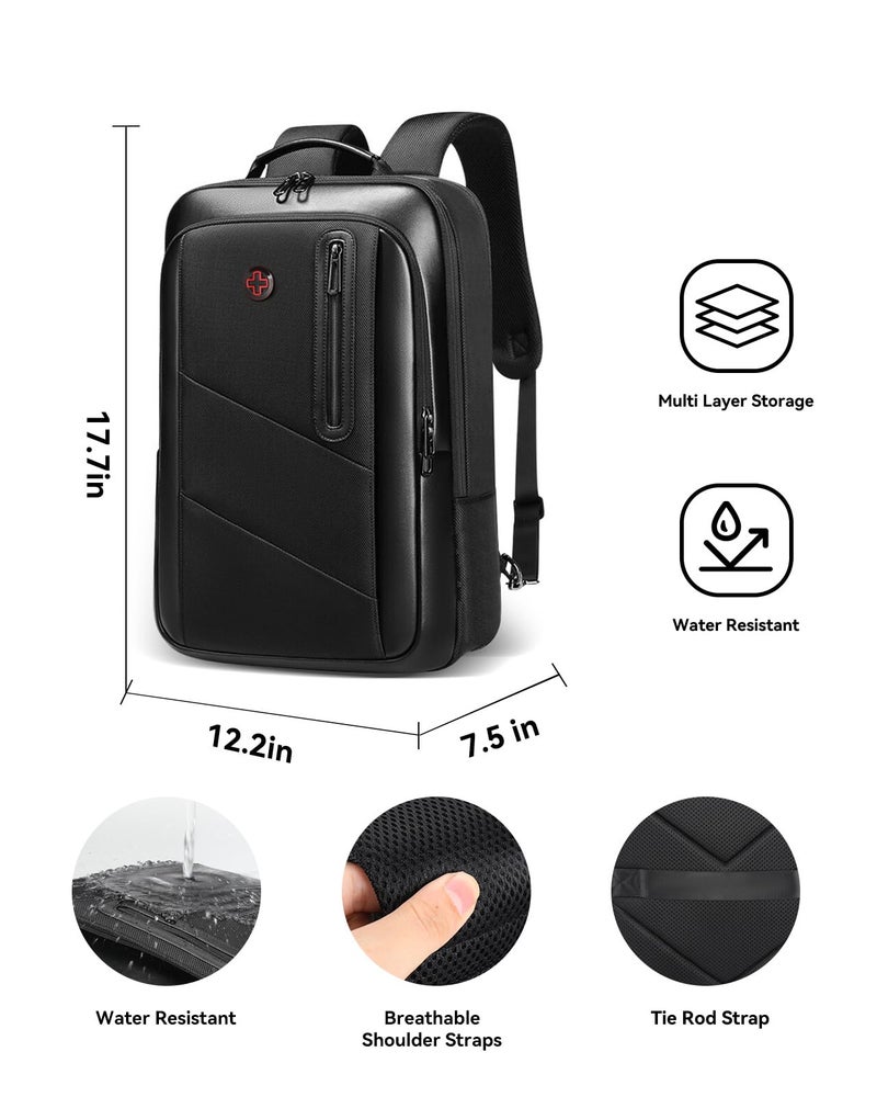 CROSS+GEAR CROSSGEAR Business Commuter Backpack for Men, 26-32L Expandable Travel Laptop Backpack, Fit 15.6 Inch Laptop, Waterproof Computer Work Commute Daypack, Black - Image 5