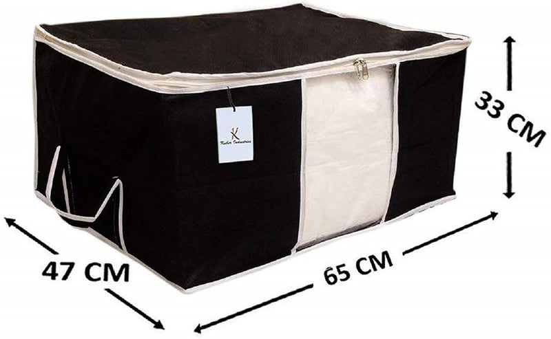 Kuber Industries Non Woven 6 Pieces Saree Cover and 6 Pieces Underbed Storage Bag Cloth Organizer for Storage Blanket Cover Combo Set Black CTKTC038473 - Image 4