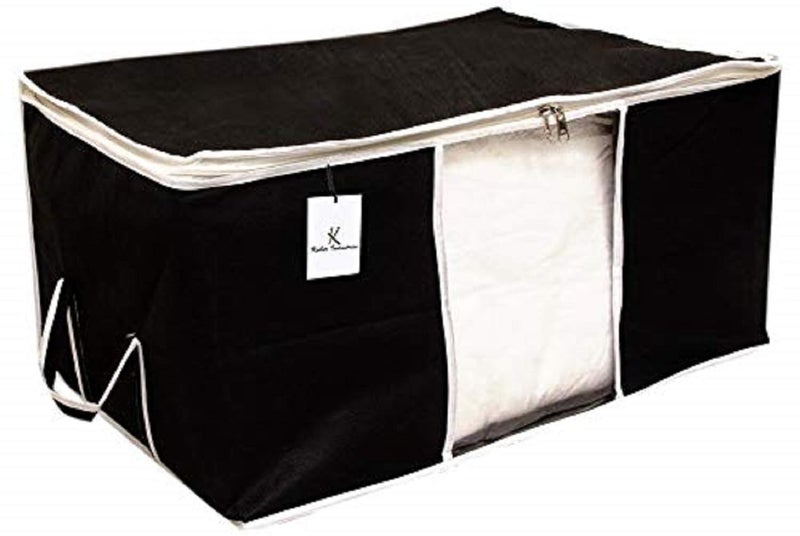 Kuber Industries Non Woven 6 Pieces Saree Cover and 6 Pieces Underbed Storage Bag Cloth Organizer for Storage Blanket Cover Combo Set Black CTKTC038473 - Image 2